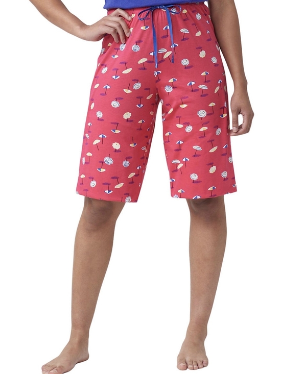 HUE Other - HUE Rasberry Umbrella Print Knee-Length Bermudas